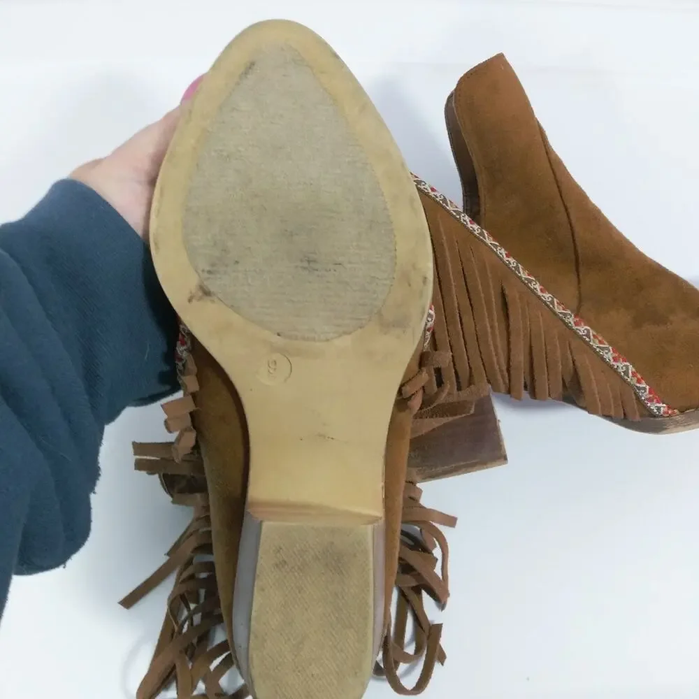Mia Women's 'Nita' Faux Suede Fringe Boho Festival Boots Size 9